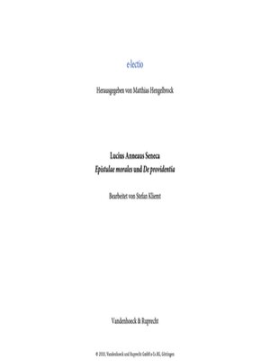 cover image of Seneca, Epistulae morales – Schullizenz